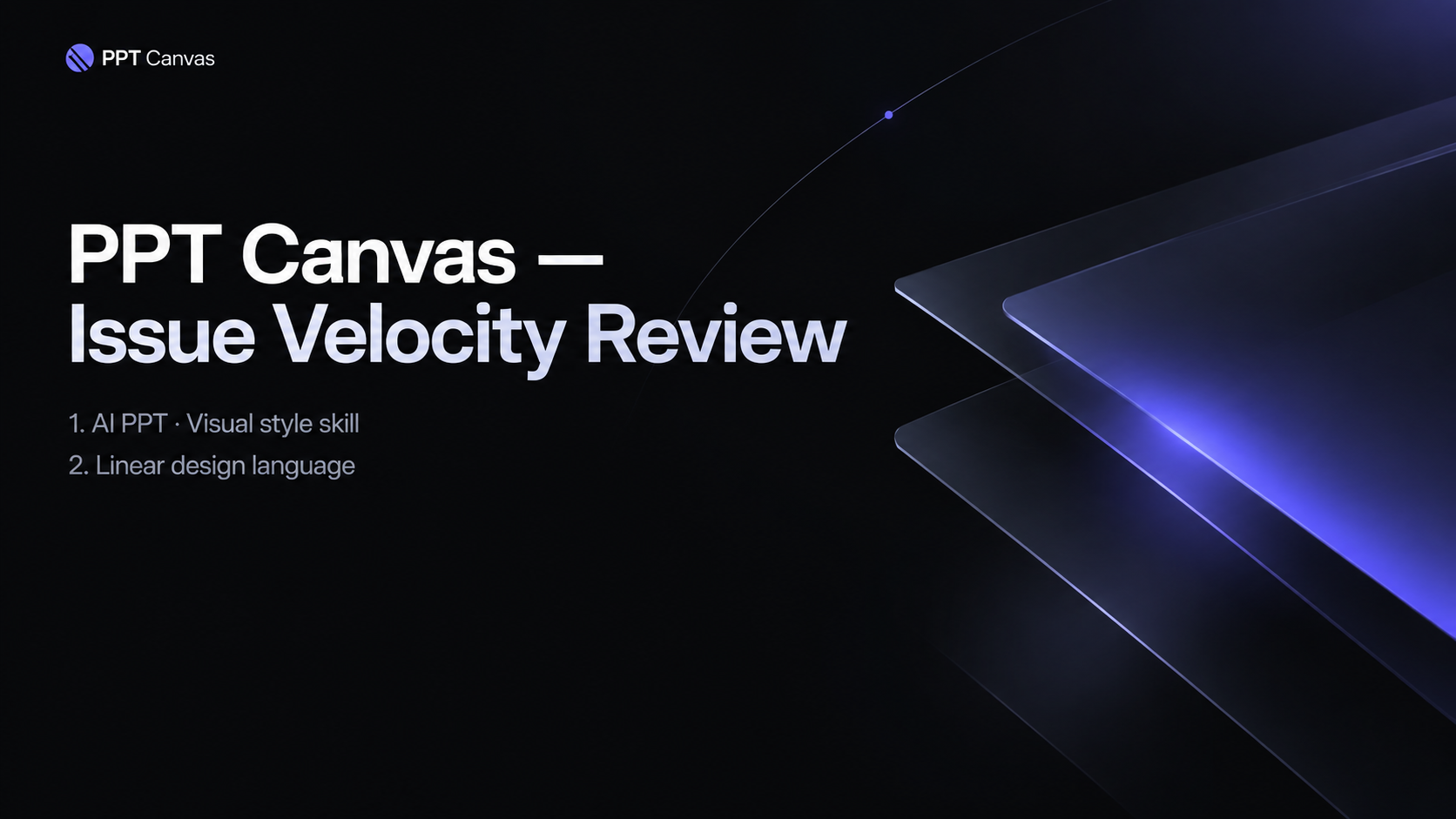 Dark product AI presentation cover with crisp hierarchy