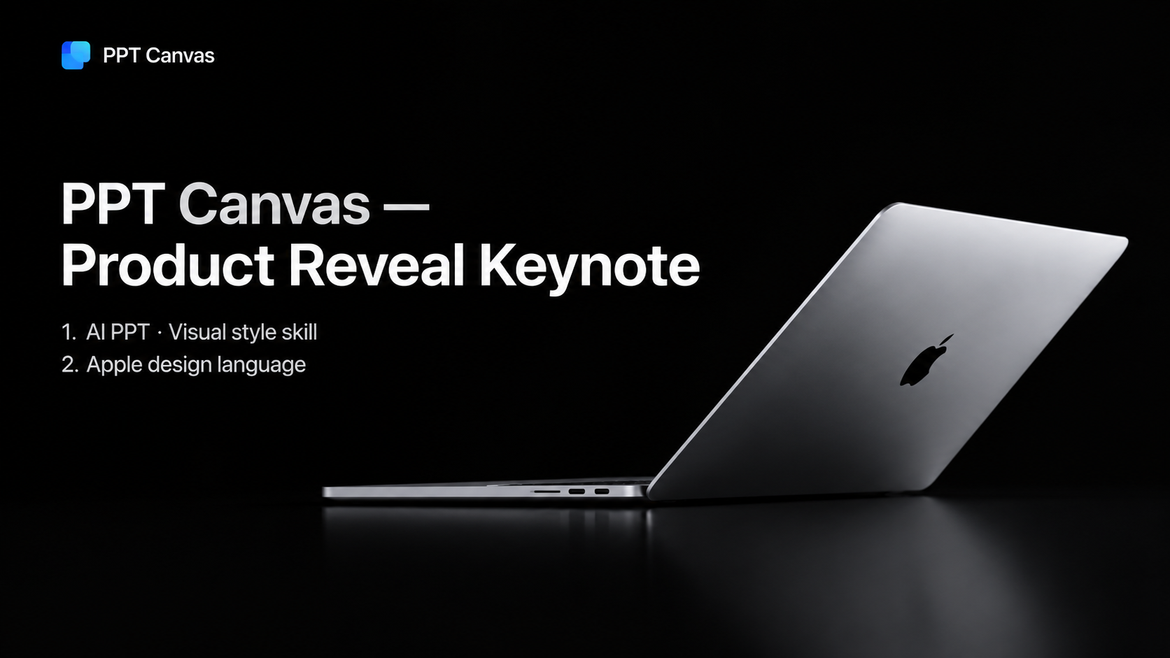 Keynote premium AI presentation cover with cinematic staging